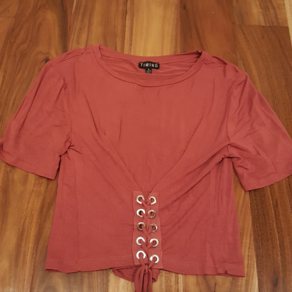DONATED mauve Pink Lace Up Shirt